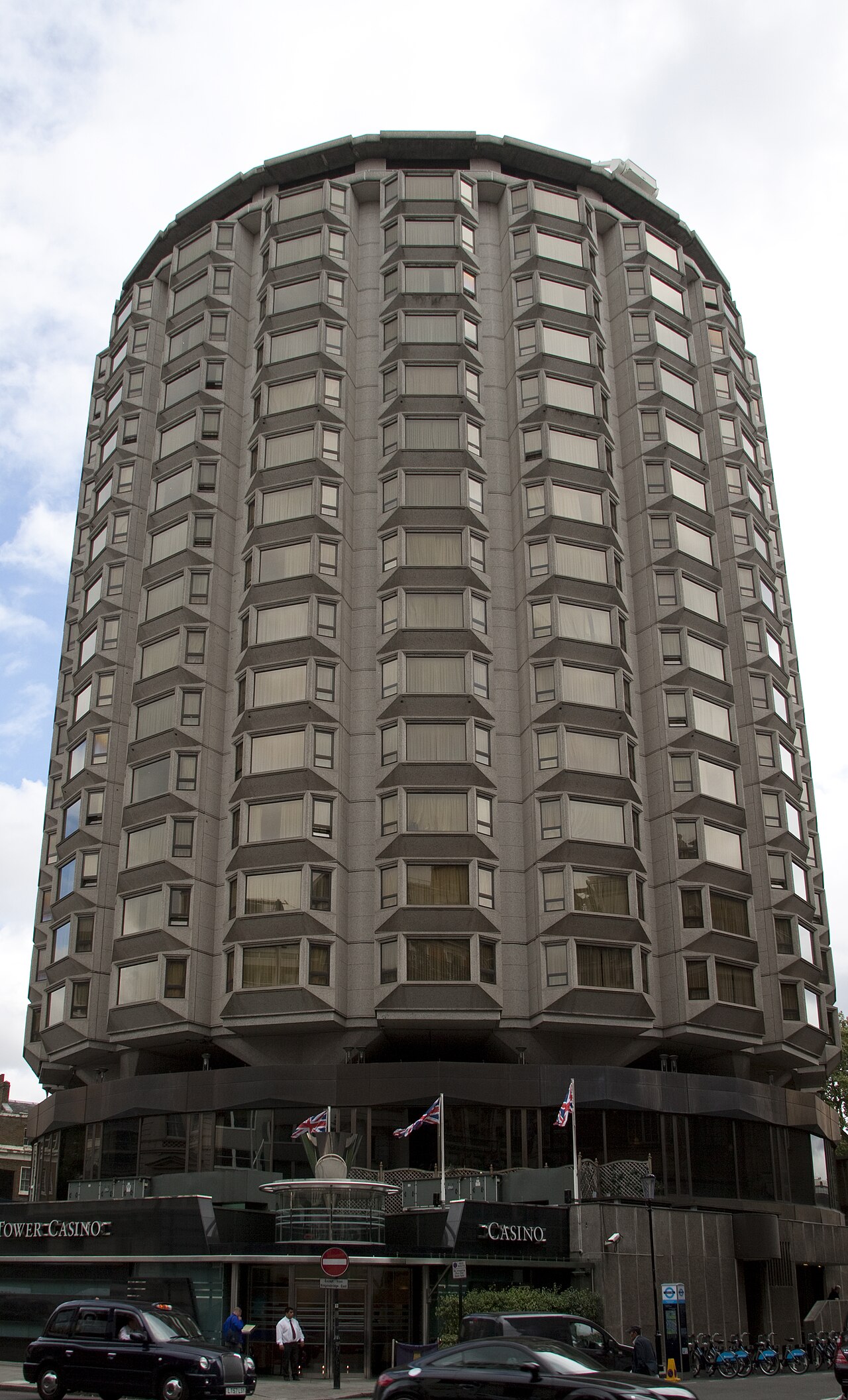 Park Tower exterior with the casino entrance visible at the base.